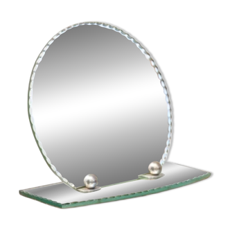 Miroir art déco, miroir à poser, miroir glace, miroir de courtoisie, boudoir, miroir biseauté, 30's