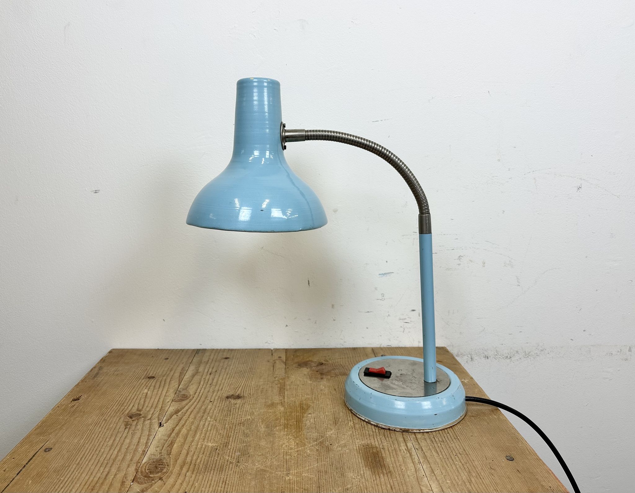 Blue Industrial Gooseneck Table Lamp, 1960s