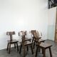 6 brutalist chairs in solid elm