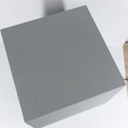 Grey metal cubic design lamp, coloured filters and Japanese signature.