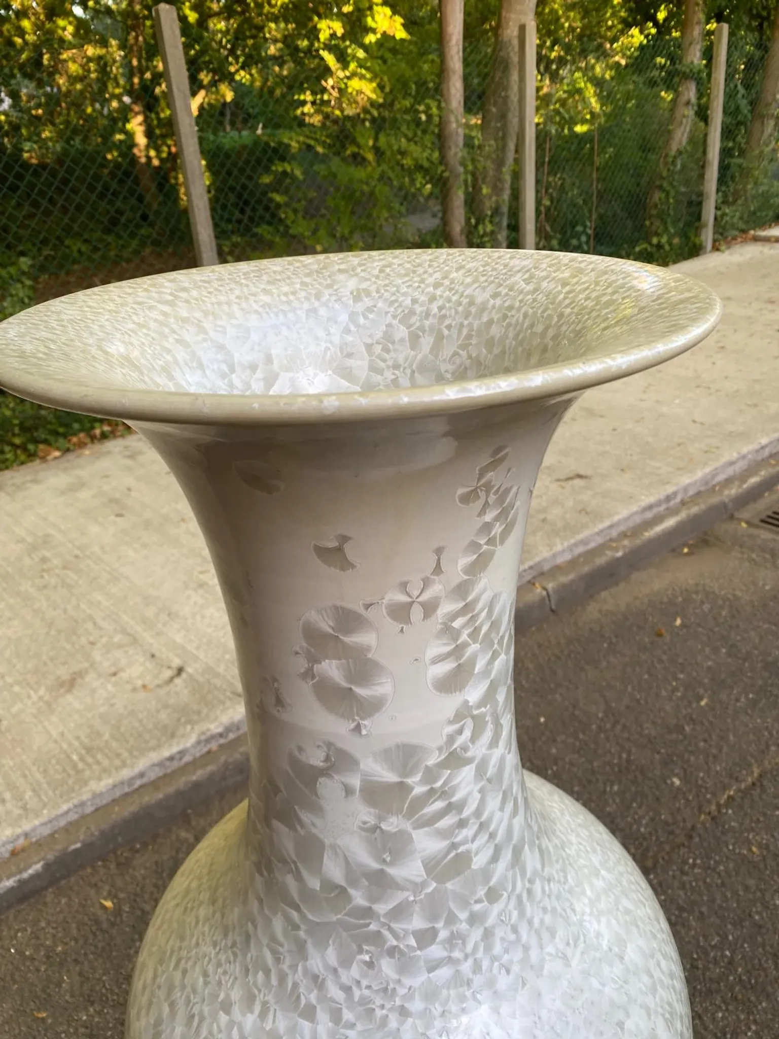Large floor vase Amphora 137 cm ceramic with pearlescent crystallised glaze.