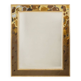 Mirror in marquetry of oxidised and patinated brass. Artist's work.