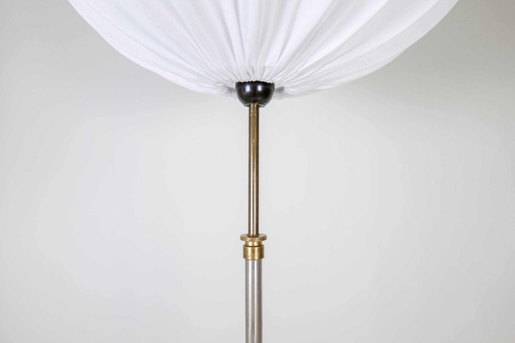 Art Deco Floor Lamp in Brass with Blackened Wood, 1940s