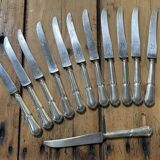 Set of 12 silver-plated metal knives with steel blades from the early 20th century