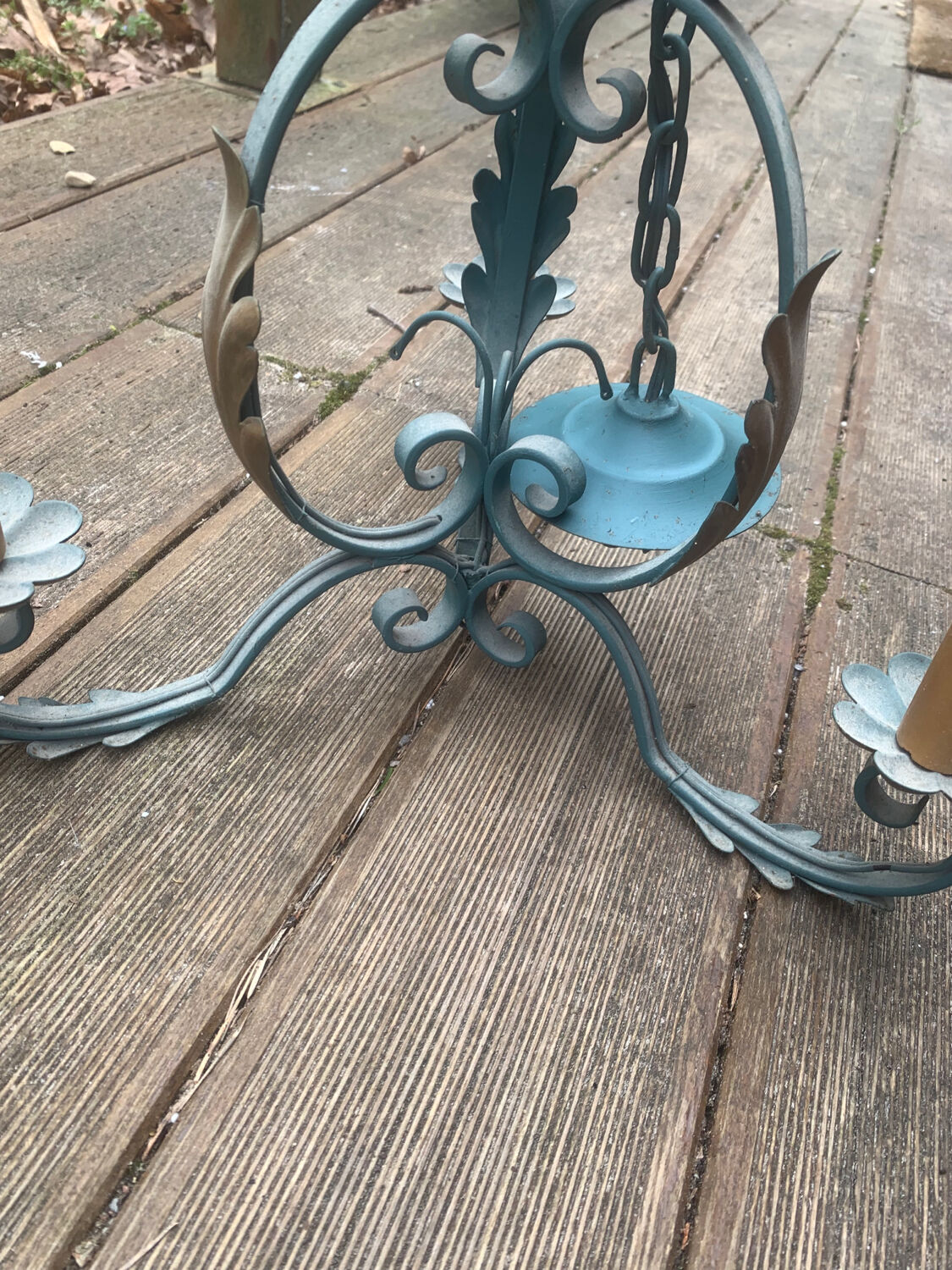 1950s wrought iron chandelier