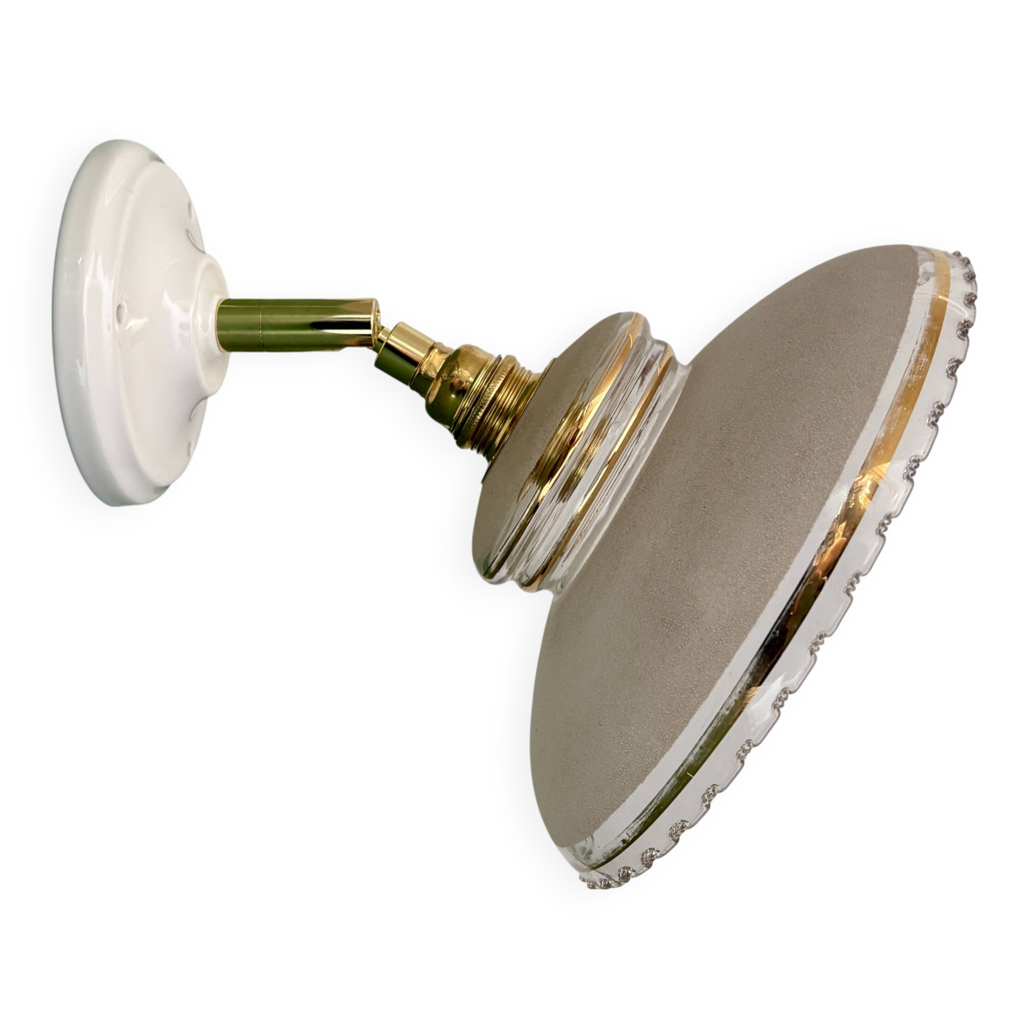 Vintage wall lamp with white and gold granite glass shade