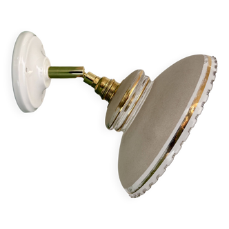 Vintage wall lamp with white and gold granite glass shade