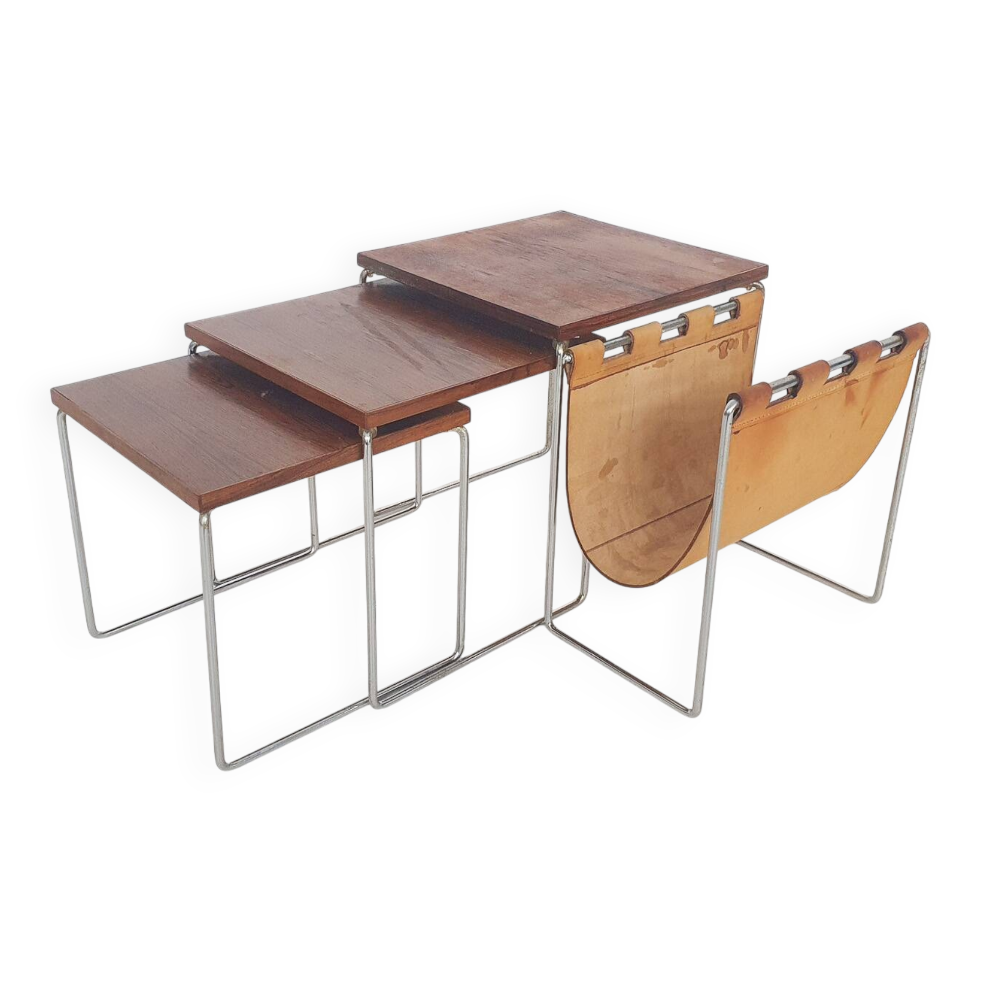 Mid-century rosewood and leather mimiset by Brabantia, The Netherlands 1950