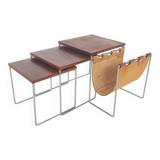 Mid-century rosewood and leather mimiset by Brabantia, The Netherlands 1950