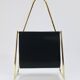 Porte-revues Carl Auböck II Midcentury, laiton et cuir noir, vintage, Autriche