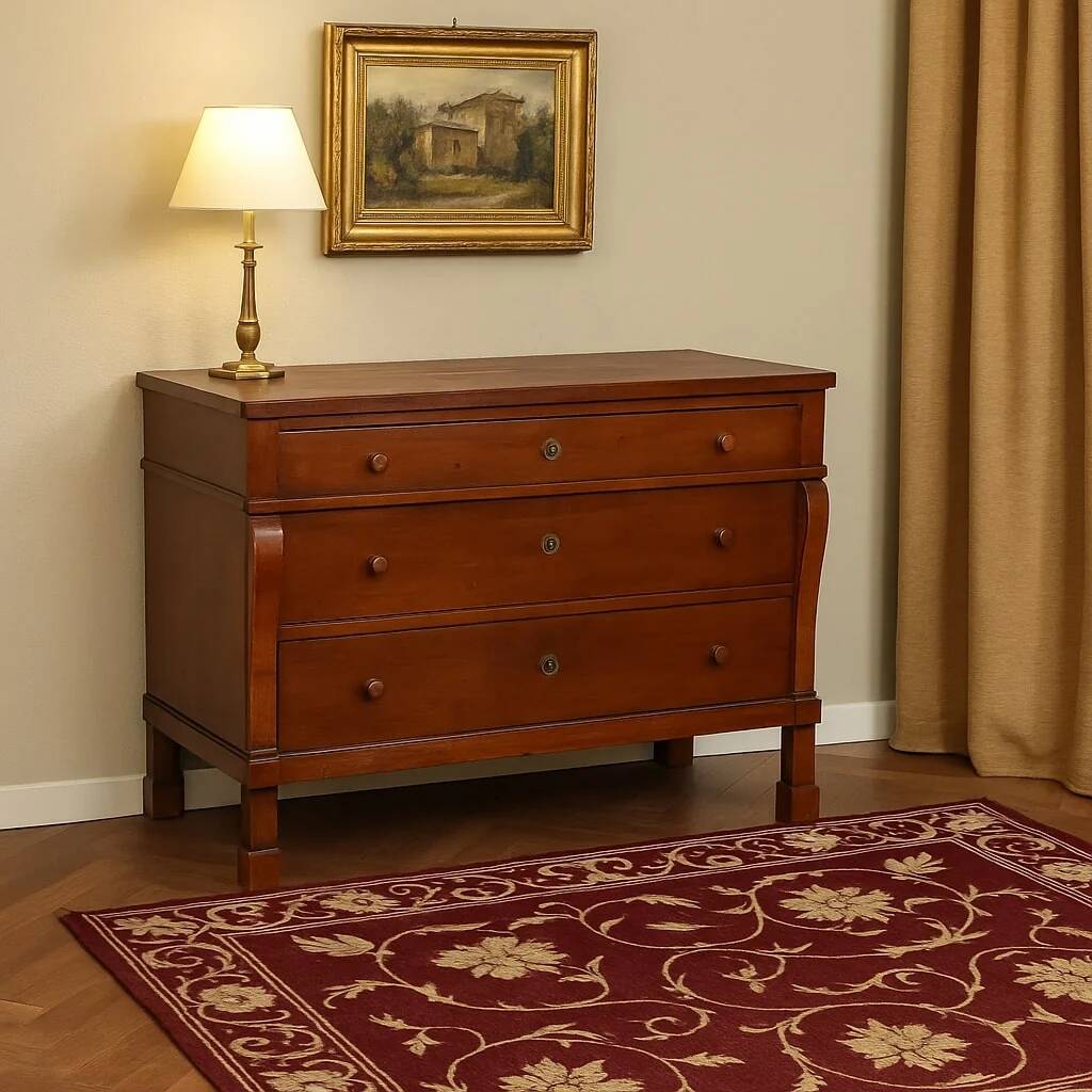 Commode de restauration ancienne en noyer 3 tiroirs '800
