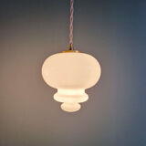Scandinavian pendant light in white opaline (2 available), 1960