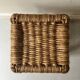 Solid oak stool with woven hemp seat by Audoux Minnet.
