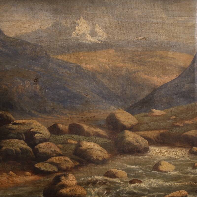 Peinture italienne, paysage signé et daté de 1846.