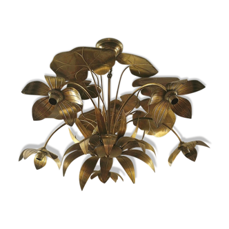 Chandelier, 10 light lights, water lily, brass