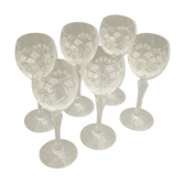 6 verres à pied en cristal taillé