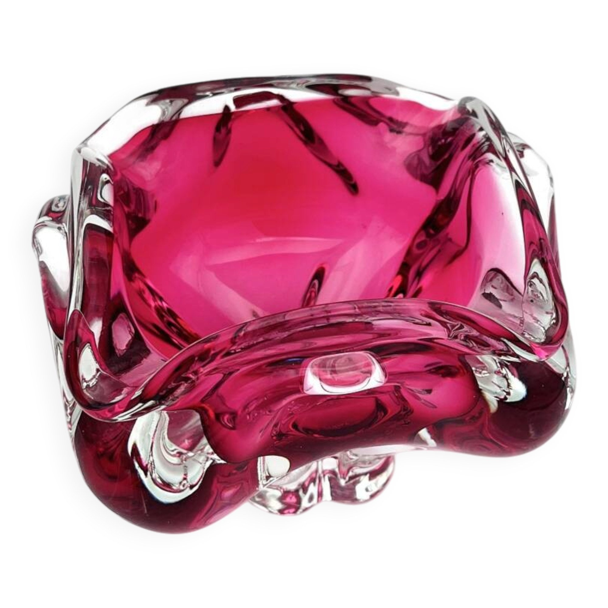 Bowl - Josef Hospodka - Sommerso Bohemian Crystal Pink