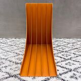 Vintage record stand Schweizer Design yellow, made in Germany