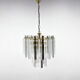 Lustre du milieu du siècle en laiton, verre et lucite, Autriche, années 1970
