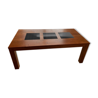 Solid teak and marble table