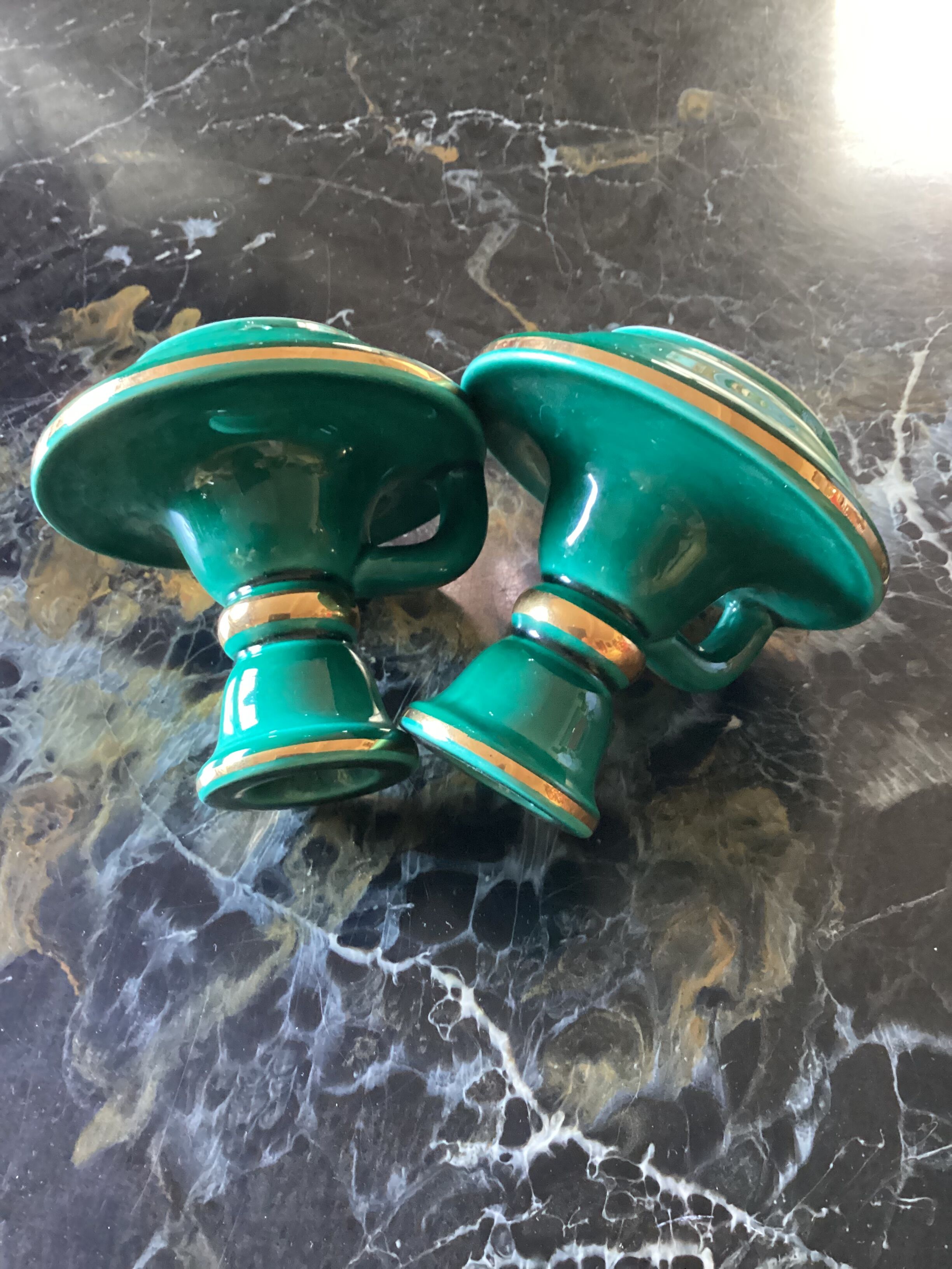 Pair of numbered ceramic candlesticks