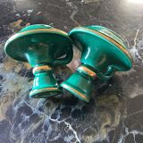 Pair of numbered ceramic candlesticks