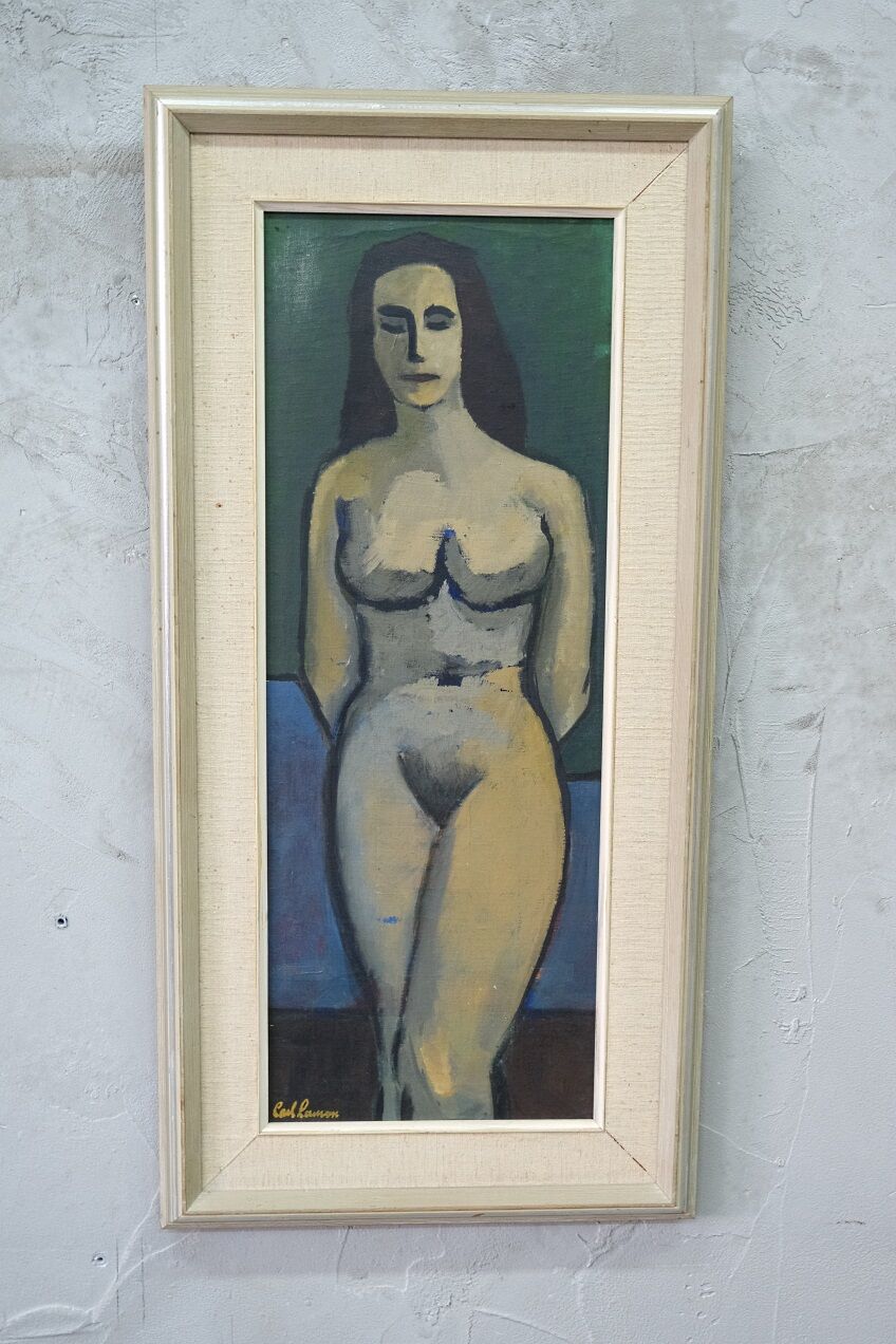 Nude, Swedish Modern Signed Painting, 1960s, Oil on Canvas, Framed