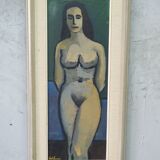 Nude, Swedish Modern Signed Painting, 1960s, Oil on Canvas, Framed