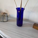 Bohemian vase in cobalt blue glass