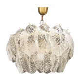 Lustre en feuilles de verre givré de Murano de Mazzega 1960