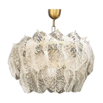 Sheets of frosted glass of Murano of Mazzega 1960 chandelier