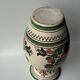 Large Provençal vase with beige background, green, blue and brown decoration of stylized plants