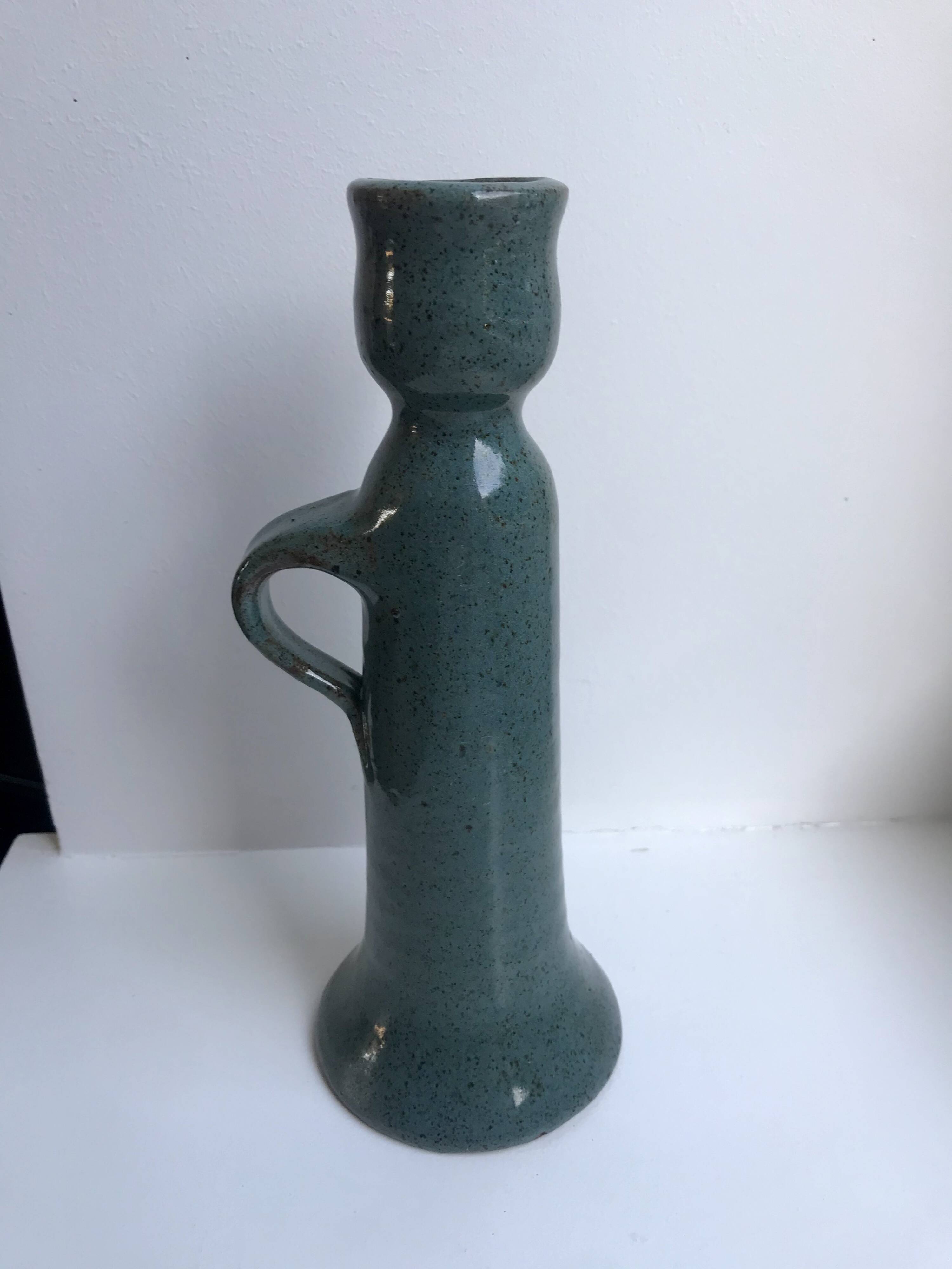 Vintage blue sandstone candle holder