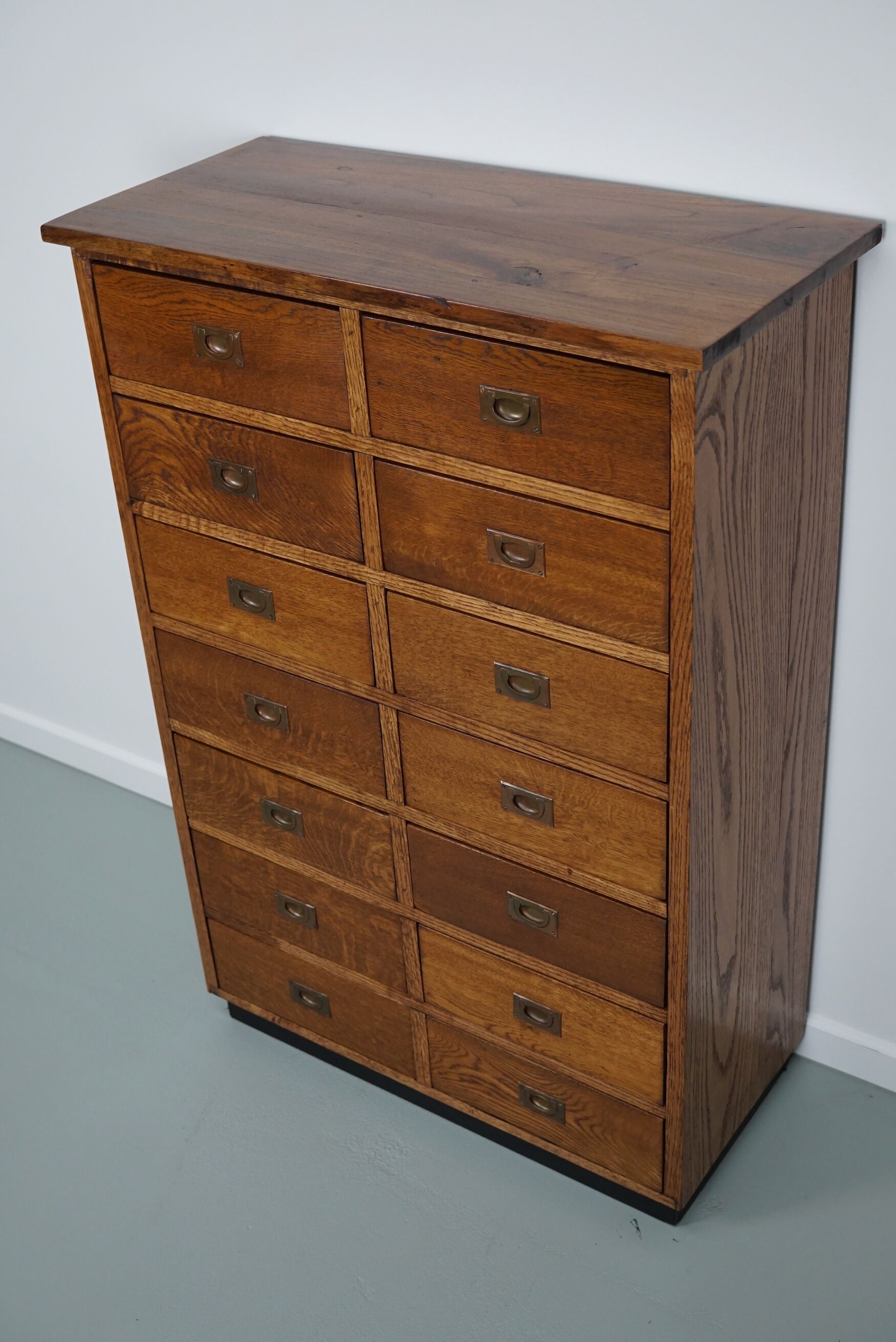 English Oak Apothecary / Filing Cabinet Campaign Style, 1930s