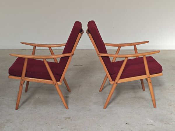 Paire de fauteuils Boomerang Antonin Suman TON Thonet 1960