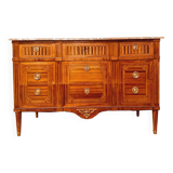 Commode Louis XVI en marqueterie de bois de placage XIX siècle