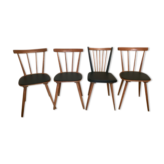 Set of 4 vintage chairs 1960's with bars and compass legs