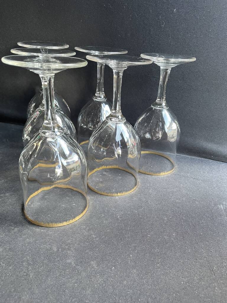 6 Daum water glasses with gold putoises
