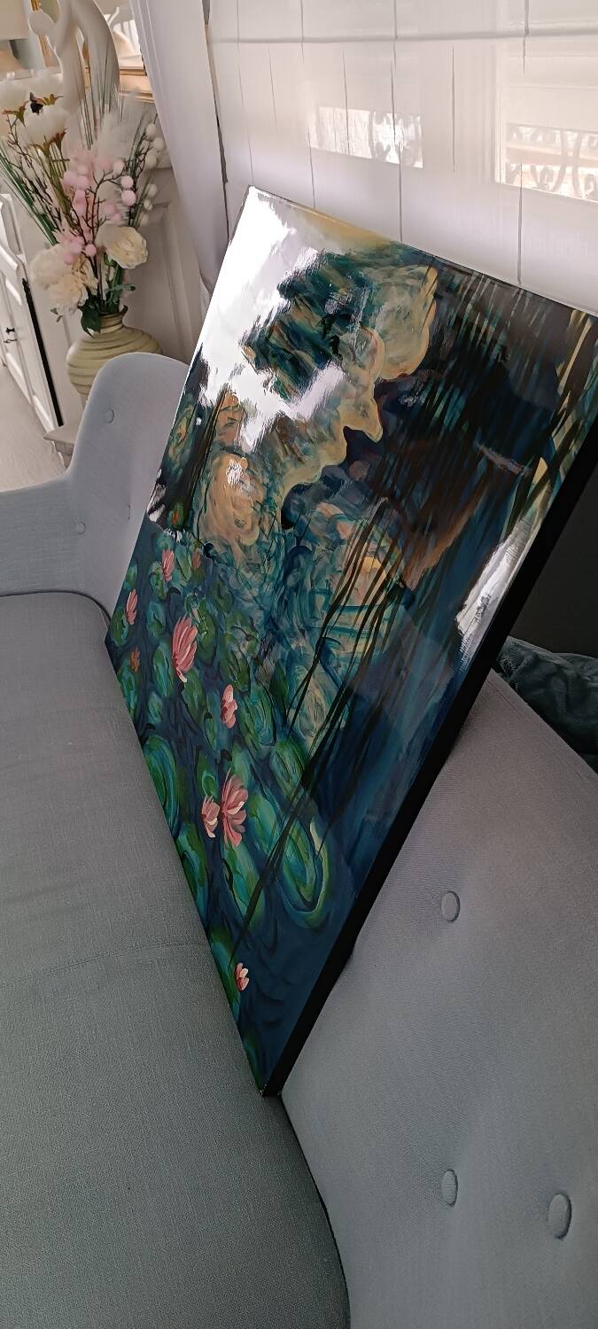 Les Nymphéas de Monet, peinture sur bois