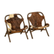 Pair of bamboo and leather armchairs by Rohe Noordwolde 60's