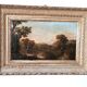 Peinture ancienne sur toile représentant un paysage bucolique