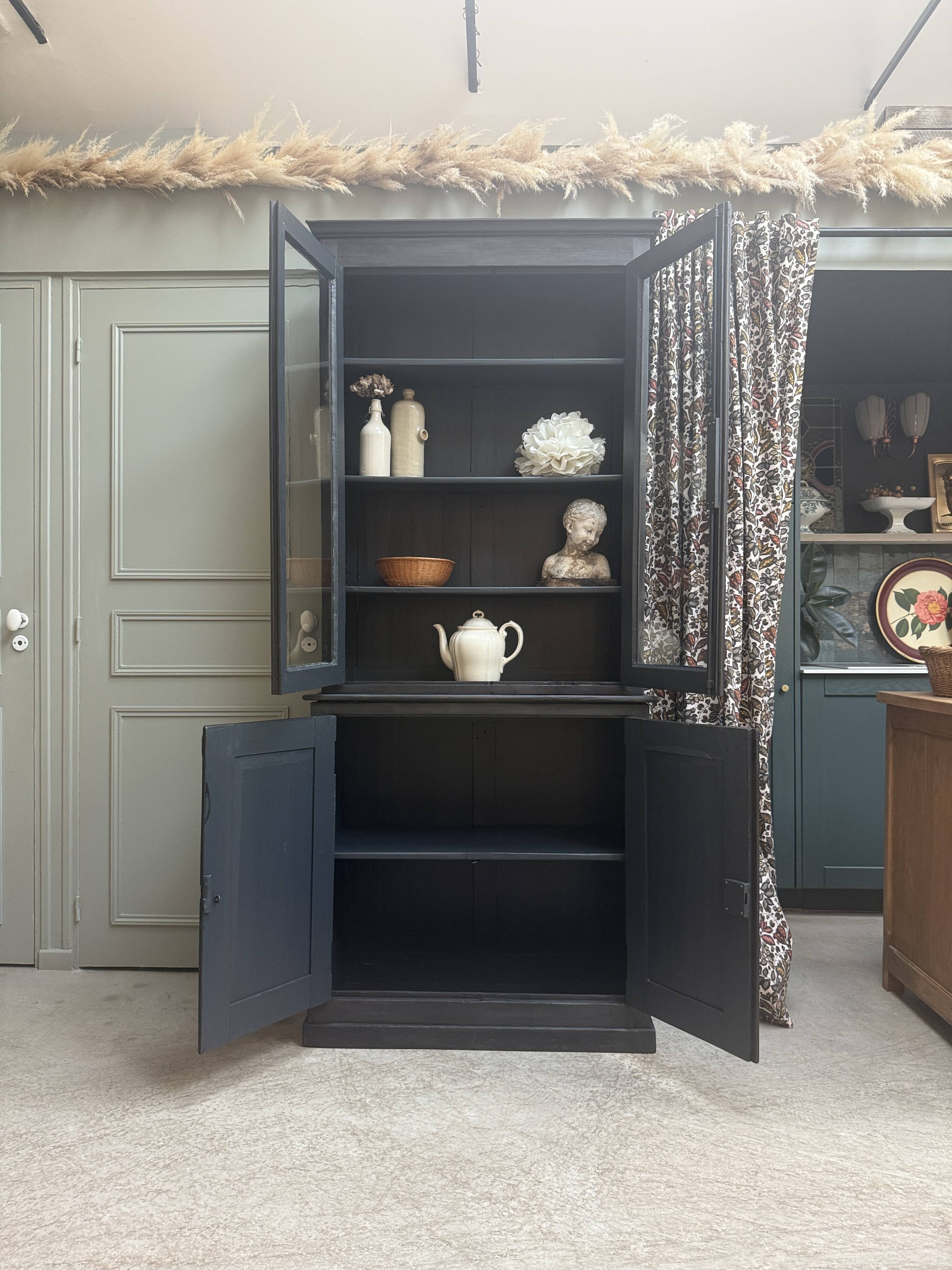 Two-body antique black sideboard (renovated)