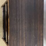 Small vintage wood and rattan bookcase shelf