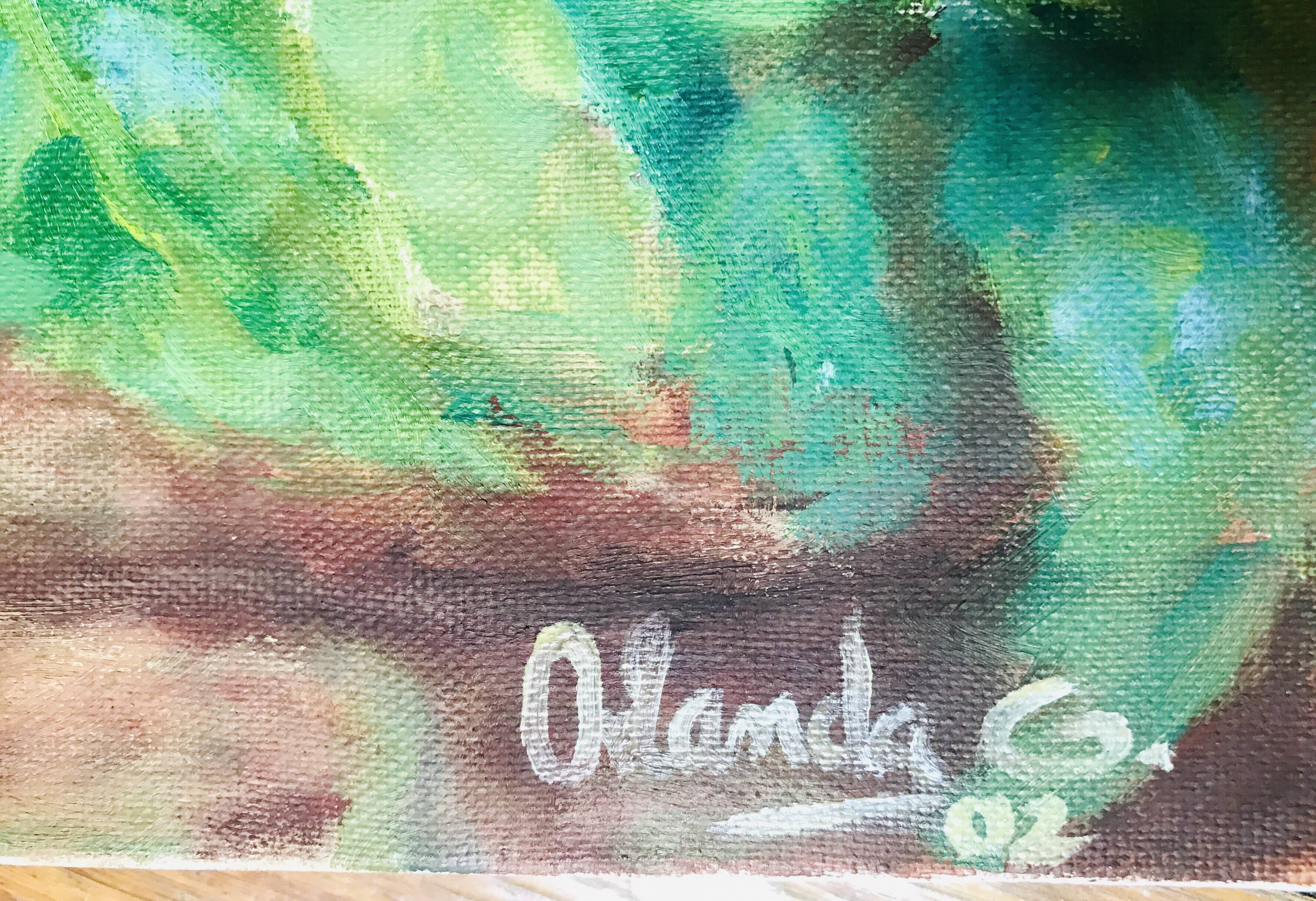 Acrylic on canvas "Sunflowers in pot"