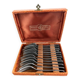 Ecrin/coffret de 12 fourchettes à dessert inox