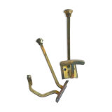 Pair of old brass hook metal gold art deco coat holder