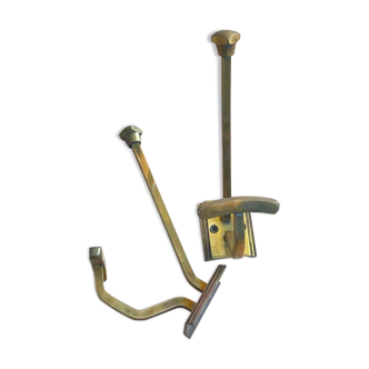 Pair of old brass hook metal gold art deco coat holder
