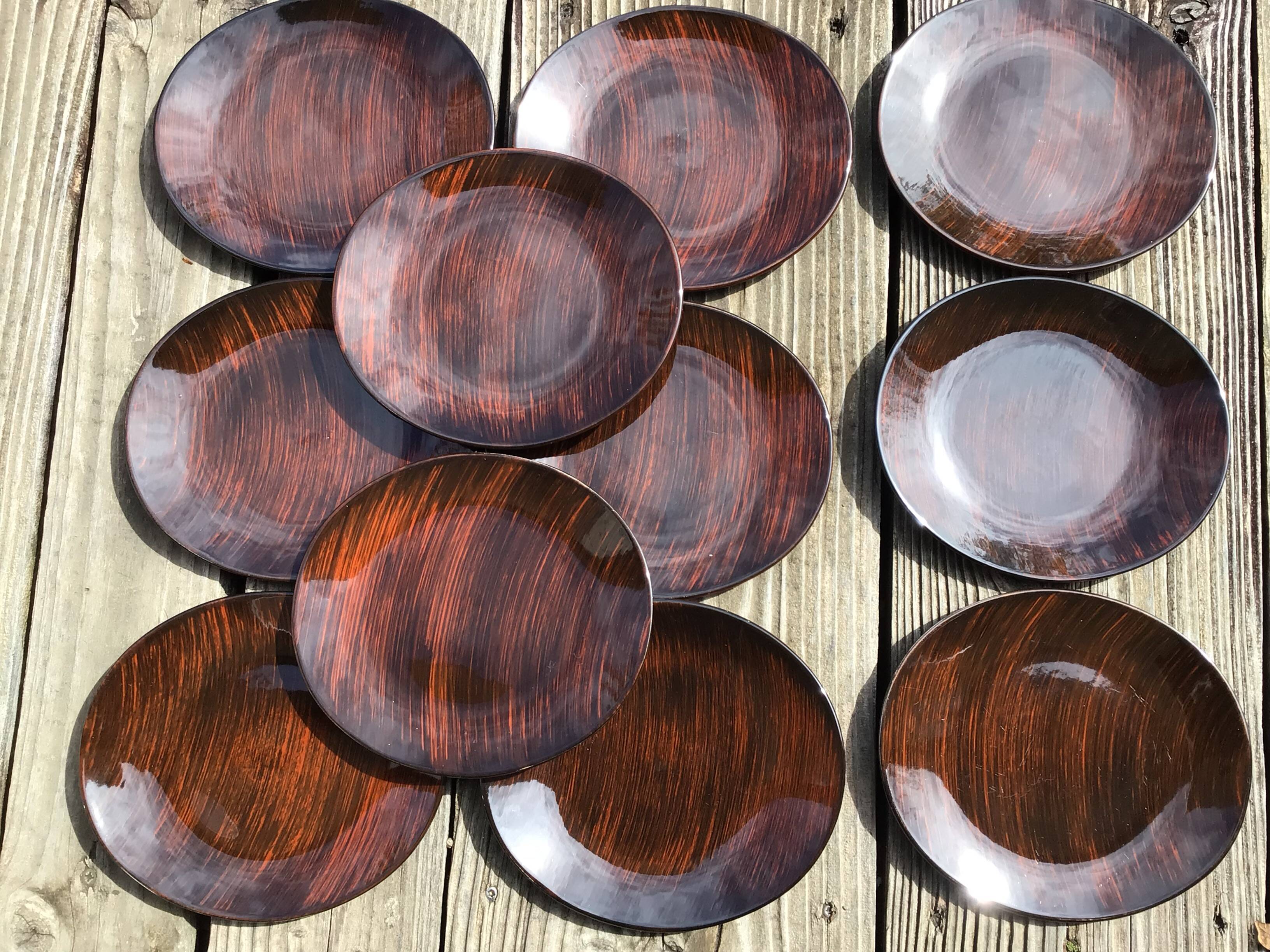 11 Salins Panama brushed oval dessert plates