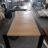 Table with Fermob bench in natural wood and iron