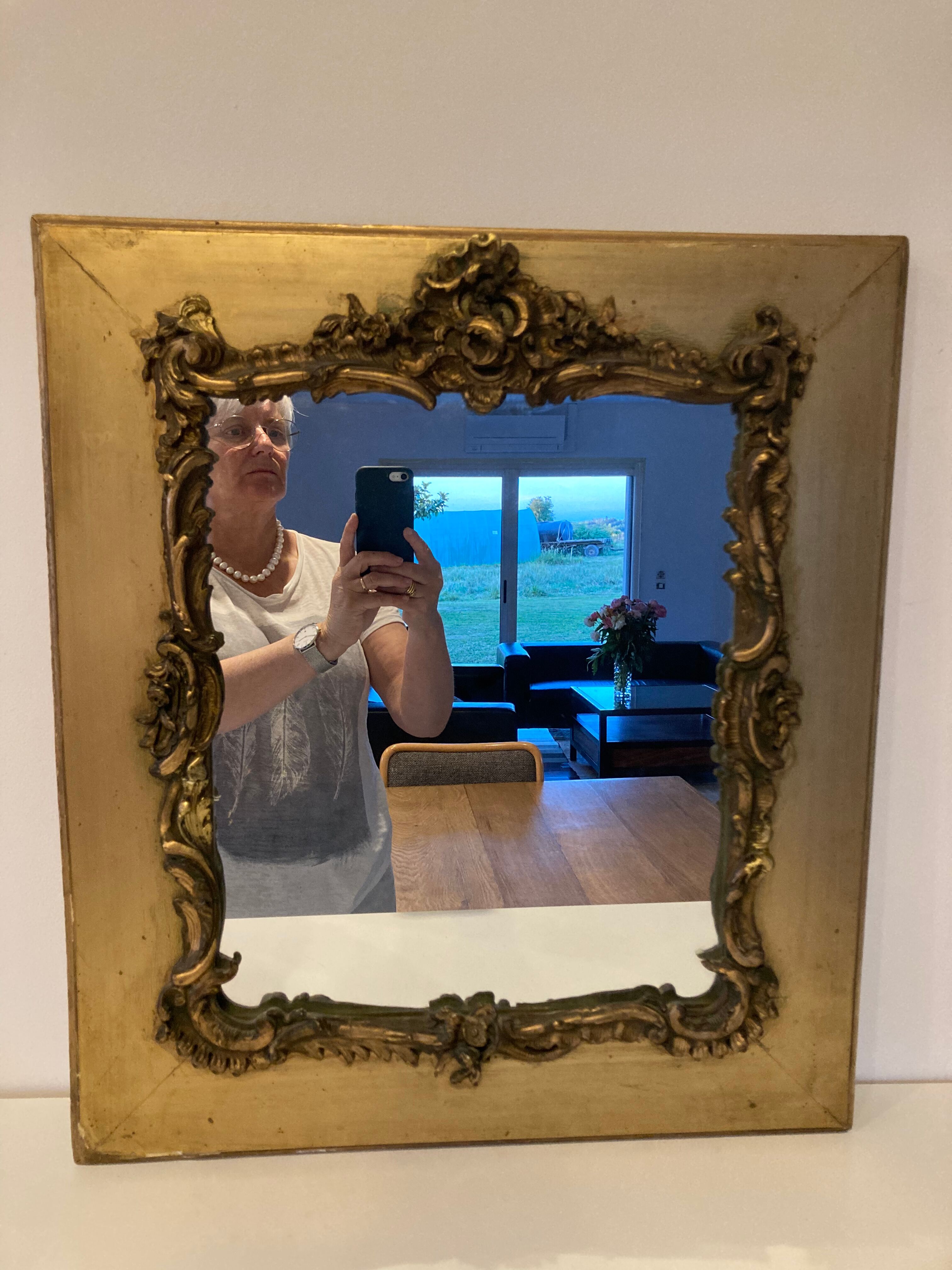 Gilded mirror rockery style louis XV